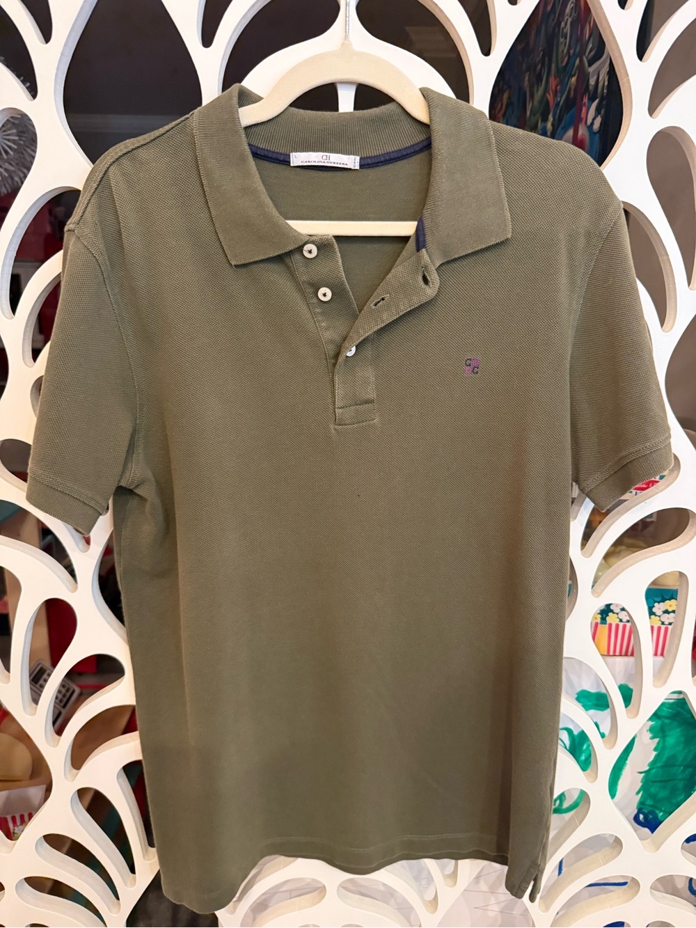 Carolina Herrera Olive Green Polo Shirt with Subtle Logo
